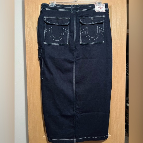 True Religion Denim Cargo Midi Skirt NWT Y2K Cotton Streetwear Dark Wash - Picture 10 of 16
